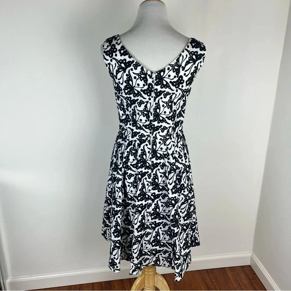 Vintage Betsey Johnson Black & White Butterfly Embroidered Dress Size 6 - Picture 5 of 7